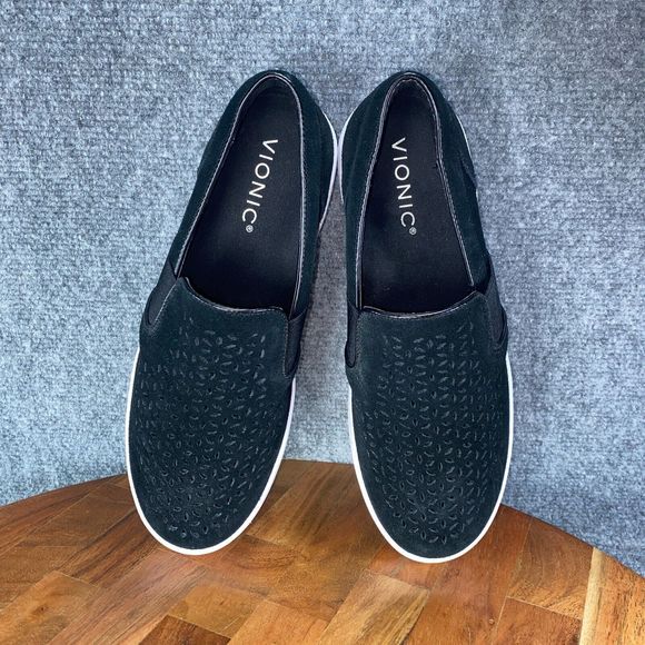 Vionic Kani Slip On Womens 7 Shoes Black Perforated Suede Sneakers - Picture 7 of 10